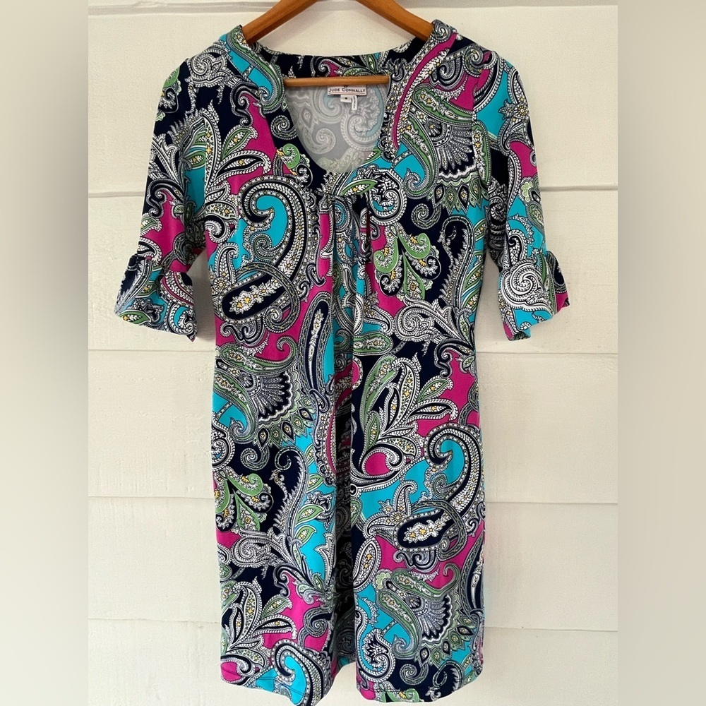 Jude Connally Colorful Paisley Women's Nylon Performance Stretch Dress S